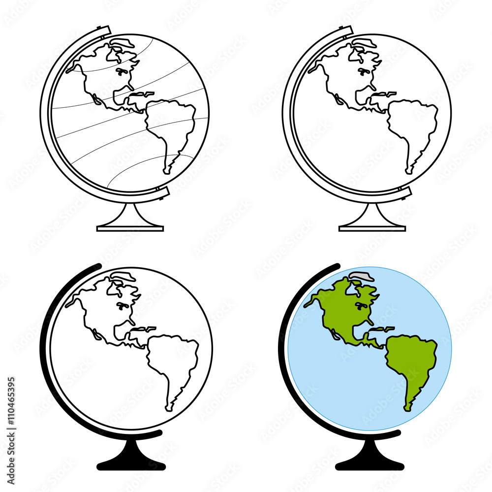 Desktop globe. Western hemisphere. Vector illustration Stock Vector ...