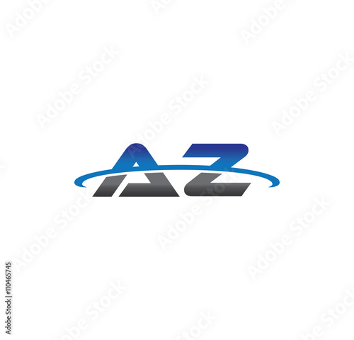 az alphabet with swoosh grey and blue