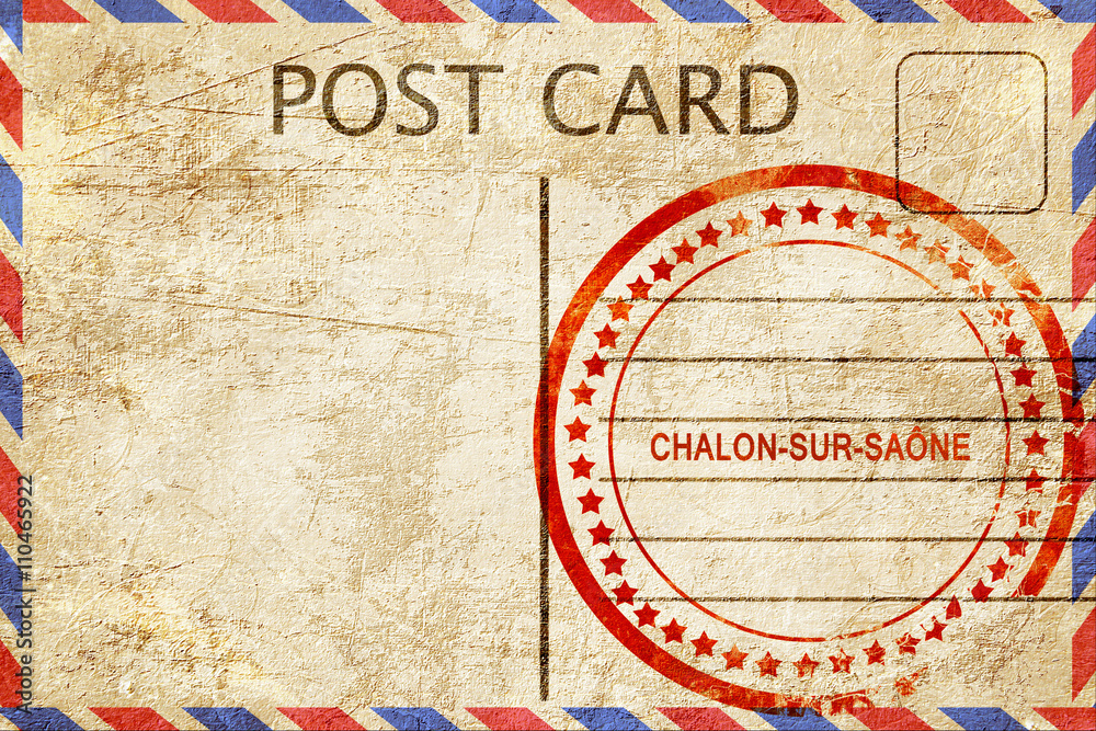 chalon-sur-saone, vintage postcard with a rough rubber stamp