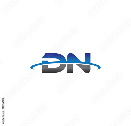 dn alphabet with swoosh grey and blue