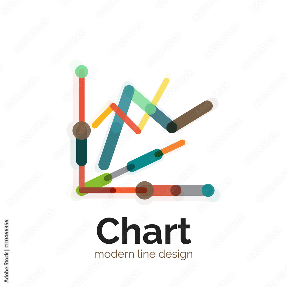Thin line chart logo design. Graph icon modern colorful flat style Thin line chart logo design. Graph icon modern colorful flat style