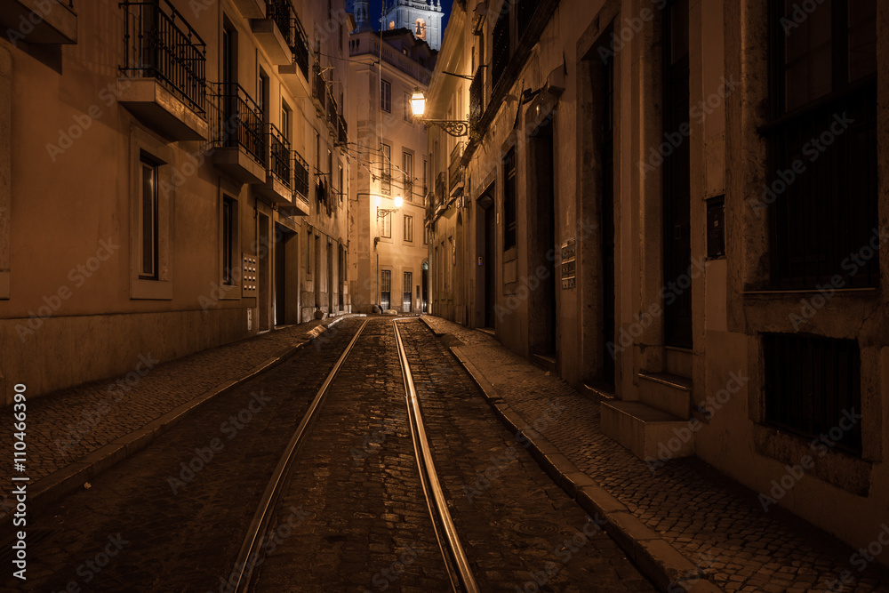 European street at night