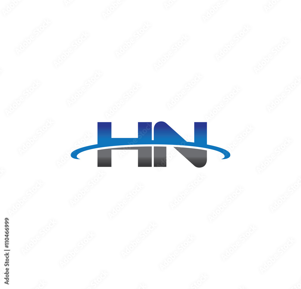 hn alphabet with swoosh grey and blue hn alphabet with swoosh grey and blue