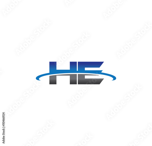he alphabet with swoosh grey and blue