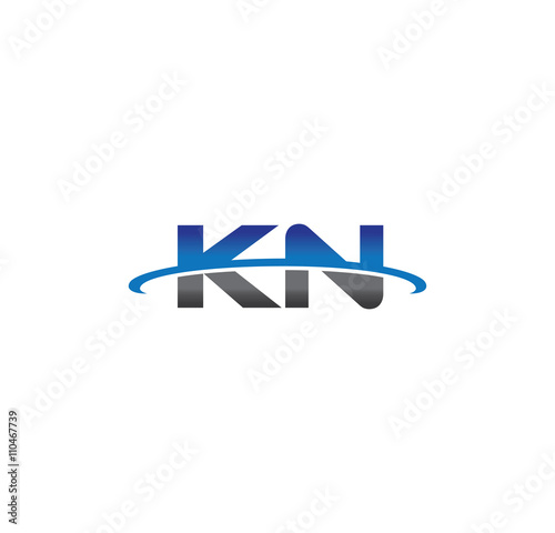 kn alphabet with swoosh grey and blue