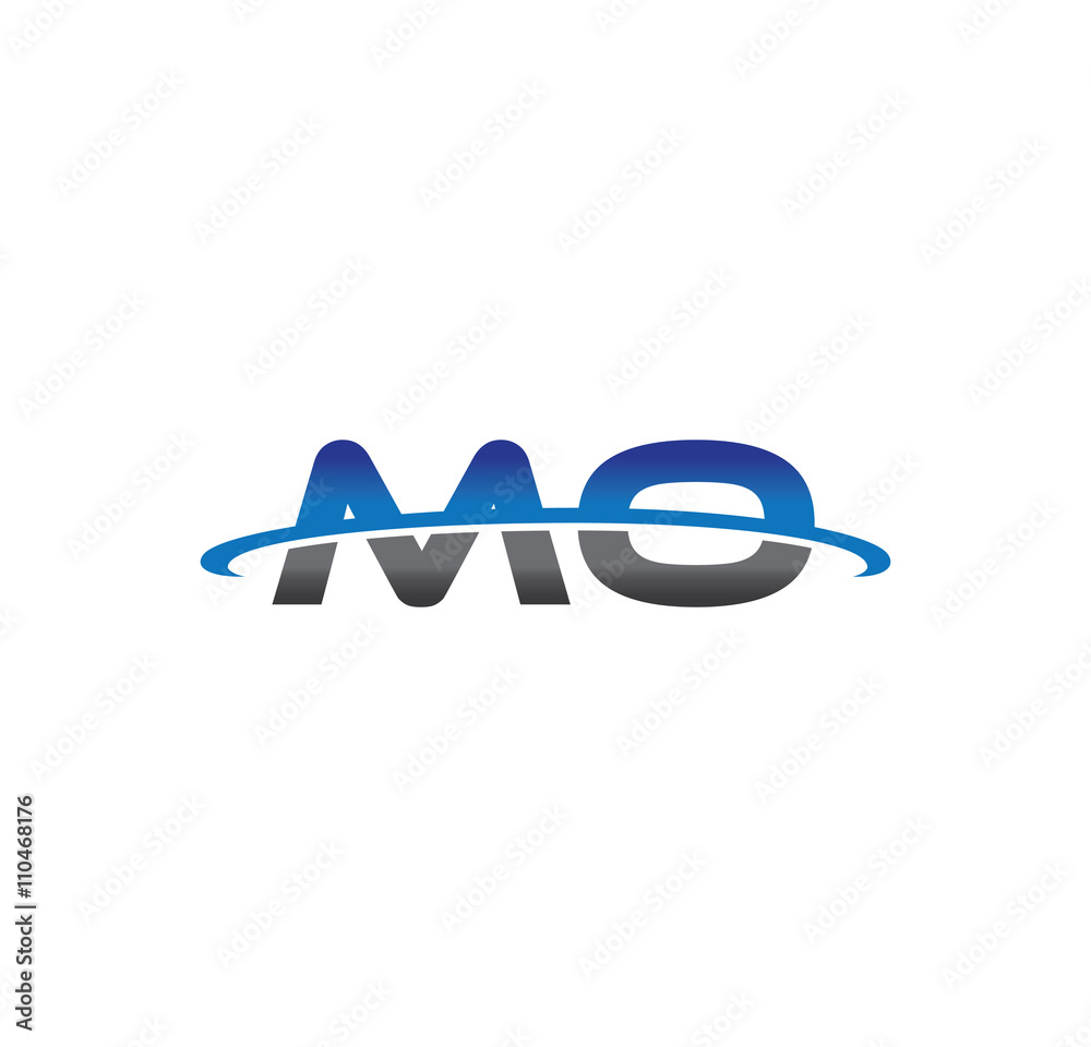 mo alphabet with swoosh grey and blue mo alphabet with swoosh grey and blue
