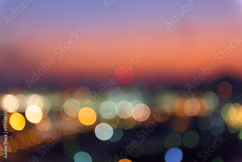Photography Abstract blurred lights background, Night city.