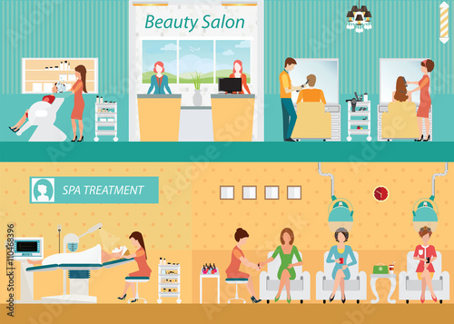 Hair salon interior building with customer.