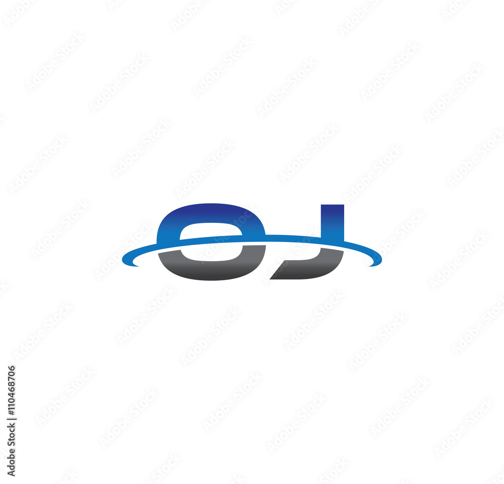 Fototapeta premium oj alphabet with swoosh grey and blue