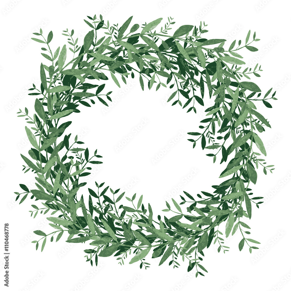 Naklejka premium Watercolor olive wreath. Isolated vector illustration on white background