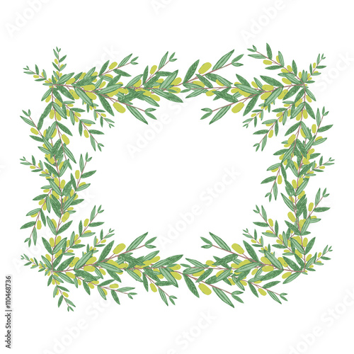 Watercolor olive wreath. Isolated vector illustration. © BooblGum