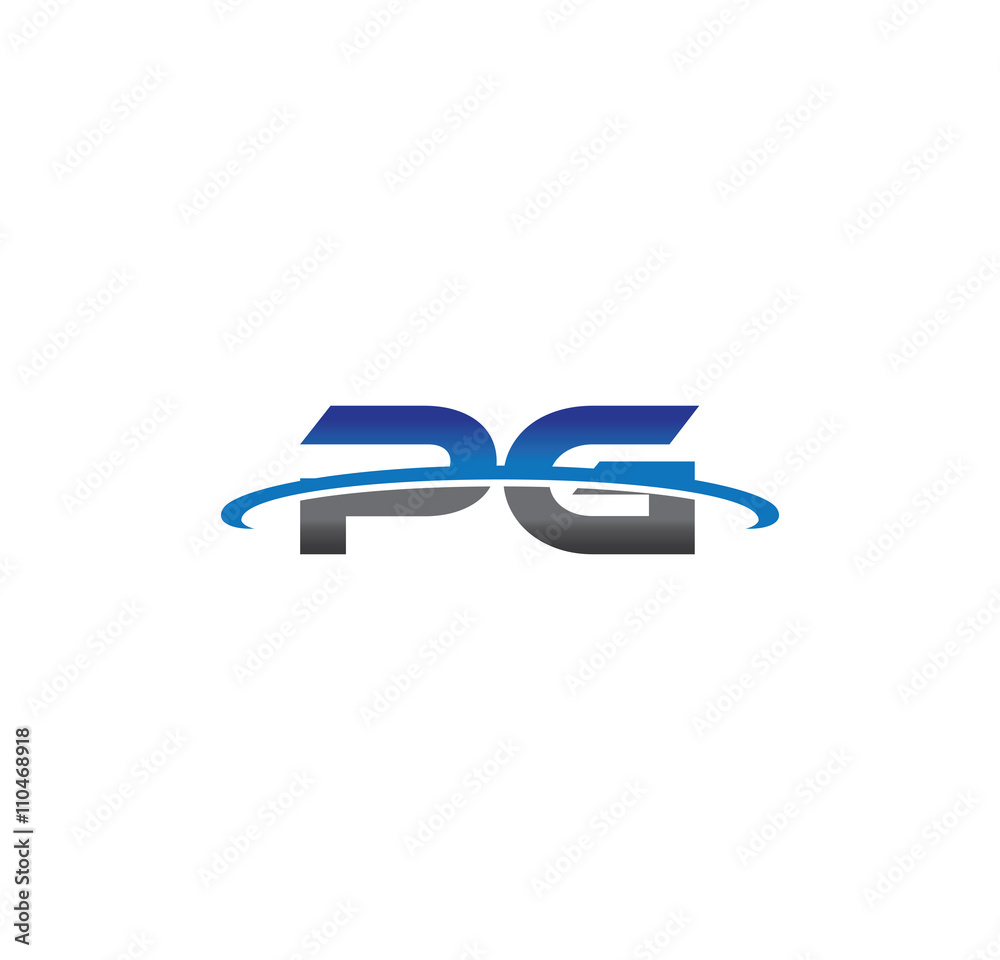 pg alphabet with swoosh grey and blue pg alphabet with swoosh grey and blue