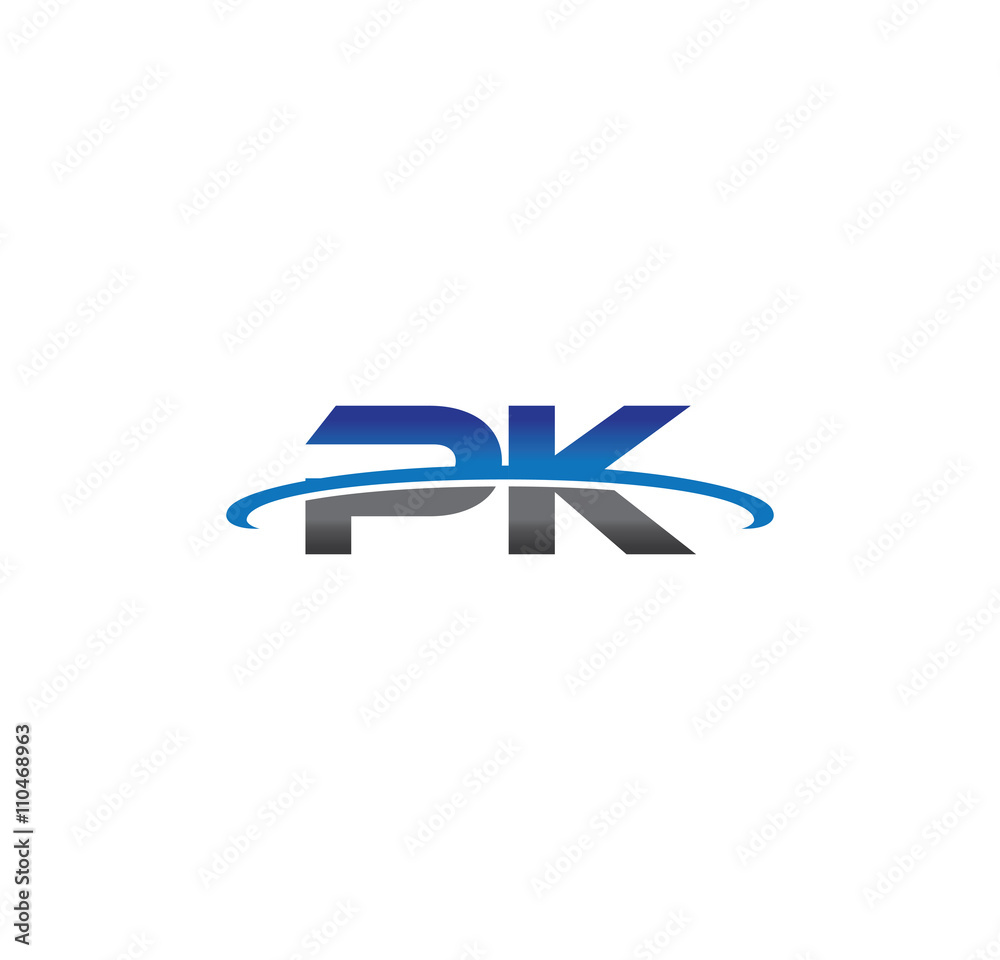 Fototapeta premium pk alphabet with swoosh grey and blue