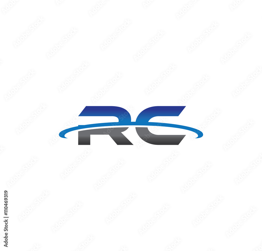 rc alphabet with swoosh grey and blue rc alphabet with swoosh grey and blue