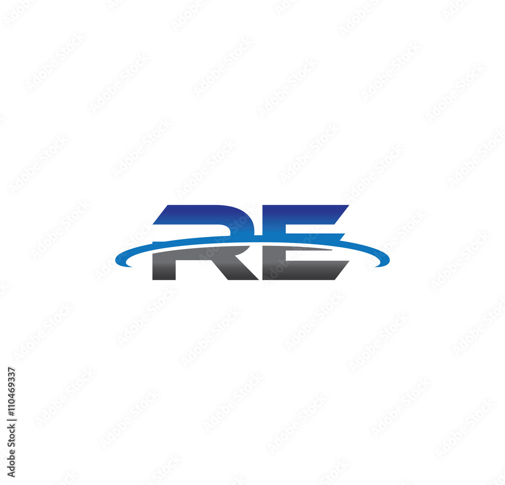 re alphabet with swoosh grey and blue re alphabet with swoosh grey and blue