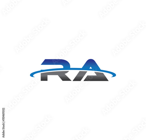 ra alphabet with swoosh grey and blue