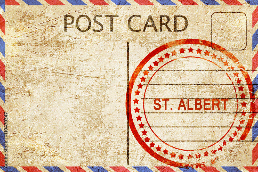 Fototapeta premium st. albert, vintage postcard with a rough rubber stamp