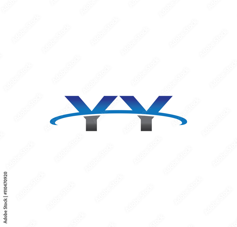 yy alphabet with swoosh grey and blue yy alphabet with swoosh grey and blue