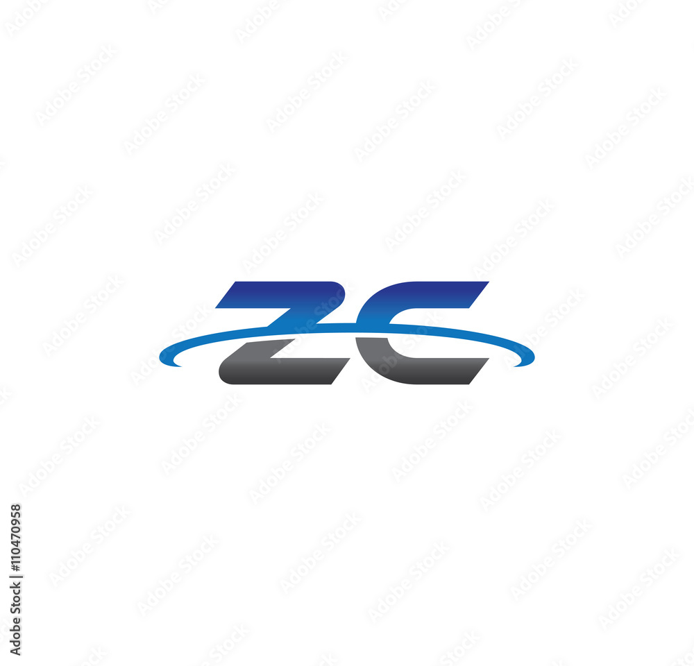 zc alphabet with swoosh grey and blue zc alphabet with swoosh grey and blue