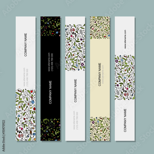 Business cards, floral banners design