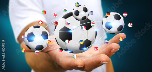 Φωτογραφία Businessman holding football in his hand