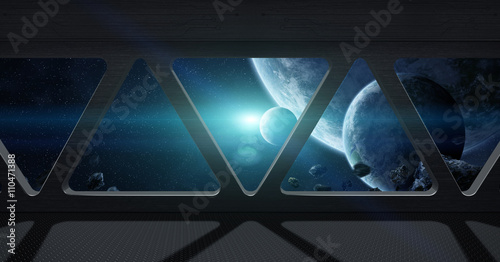 Fototapeta Naklejka Na Ścianę i Meble -  View of outer space from inside a space station