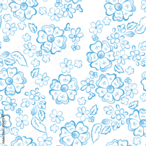 watercolor flowers seamless pattern