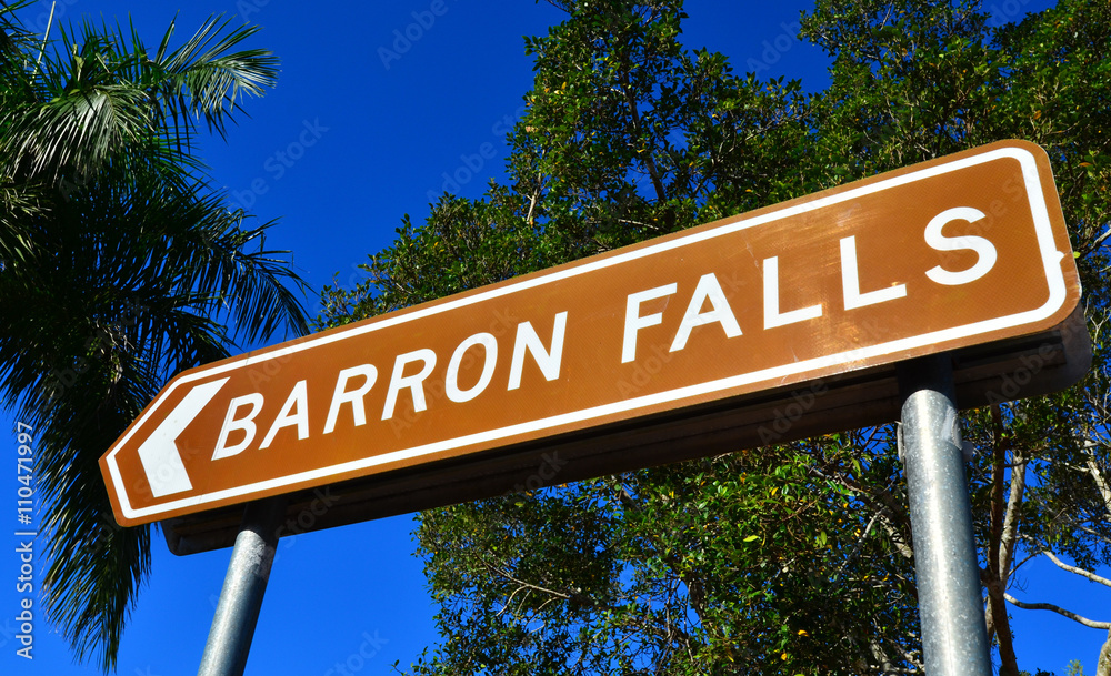 Fototapeta premium Barron Falls sign Queensland Australia