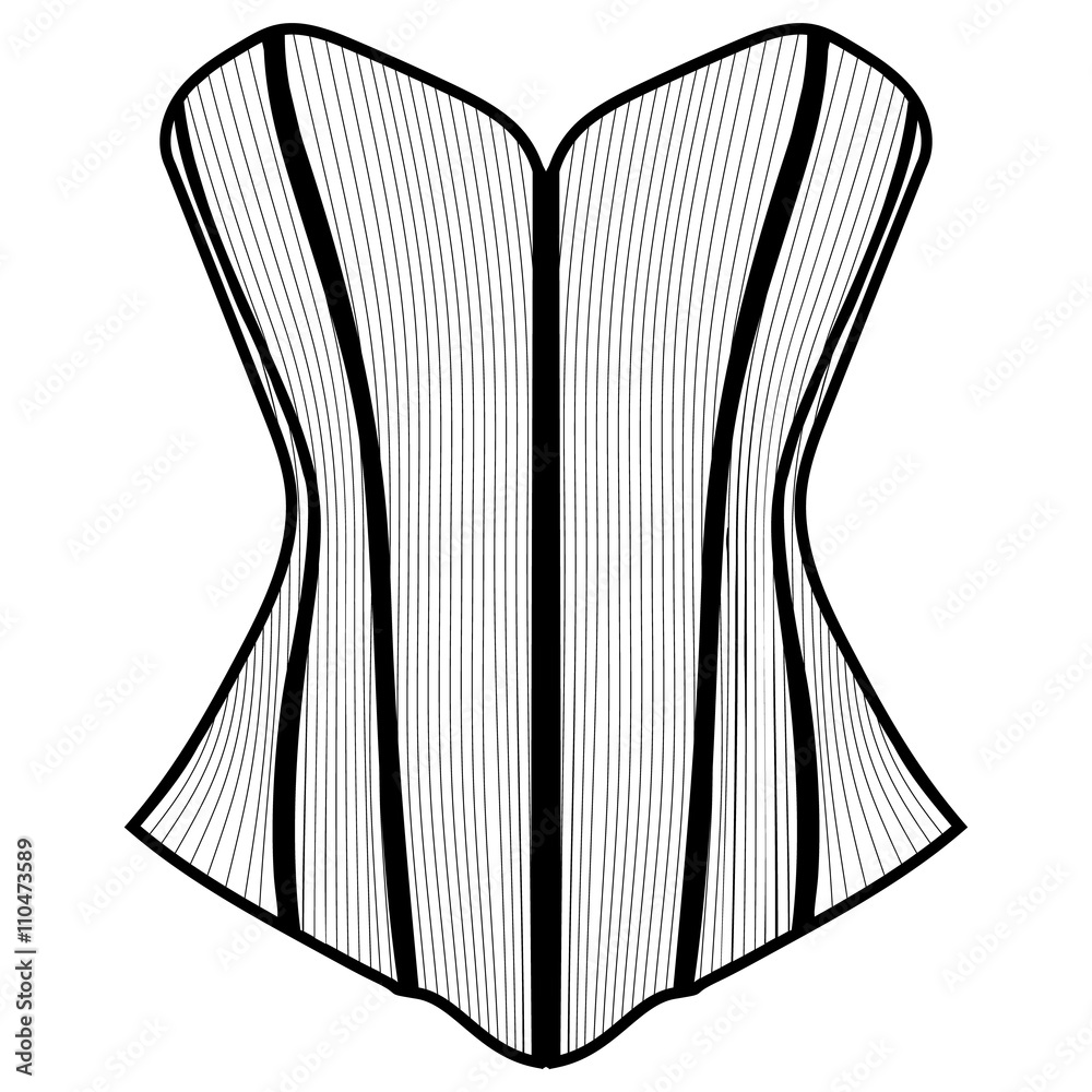 Corset line art, corset silhouette logo/label Stock Vector