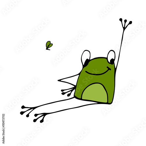 Funny yoga frog, sketch for your design