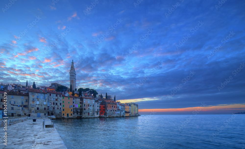 seaside view of old part of Rovinj. Croatia. seaside view of old part of Rovinj. Croatia.