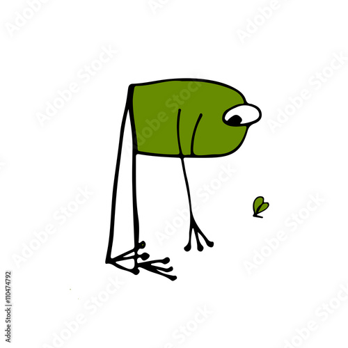 Funny yoga frog, sketch for your design