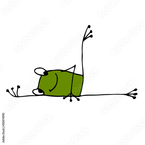 Funny yoga frog, sketch for your design