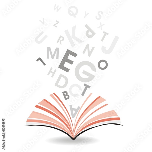 abstraktes Buch mit magischen Buchstaben 