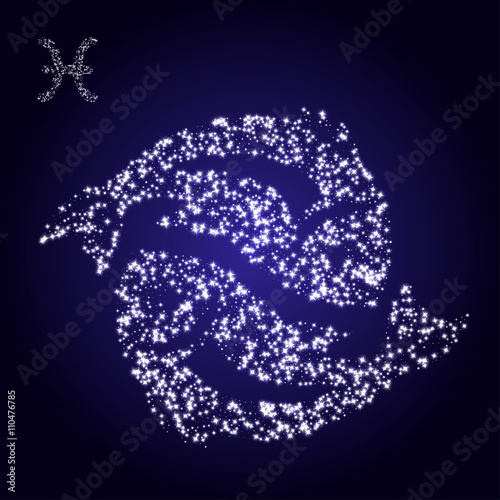 Zodiac sign of pisces made of stars