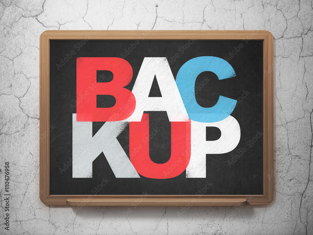 Database concept: Backup on School board background Database concept: Backup on School board background