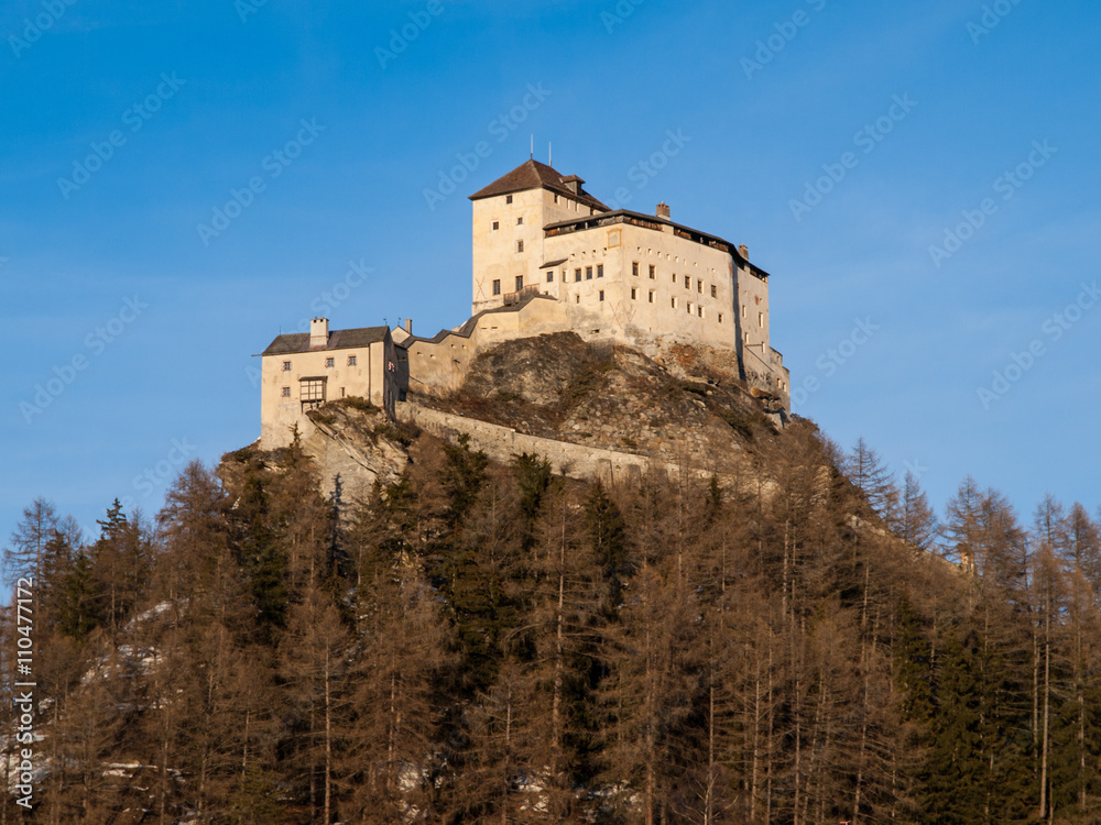 Tarasp castle in Swiss Alps