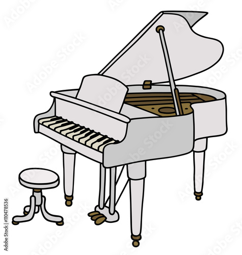 White grand piano / Hand drawing, vector illustration photo