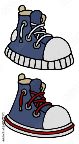 Blue sneakers / Hand drawing, vector illustration