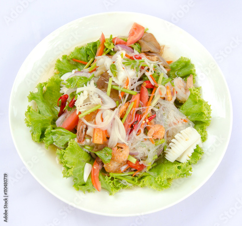 Vermicelli Salad, Seafood, Thai traditional food.