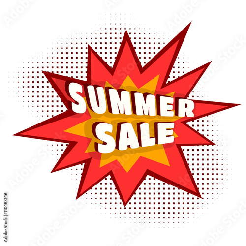 Colored Cartoon explosion SUMMER SALE. Cartoon explosion on a wh