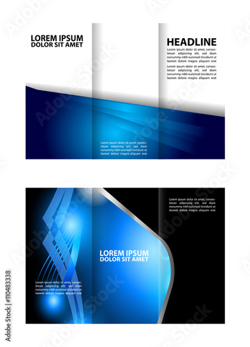 Vector blue tri-fold brochure design template
