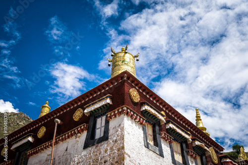 Canvastavla Golden bell on the roof of main assembly hall in the Sera monastery, Lhasa, Tibe