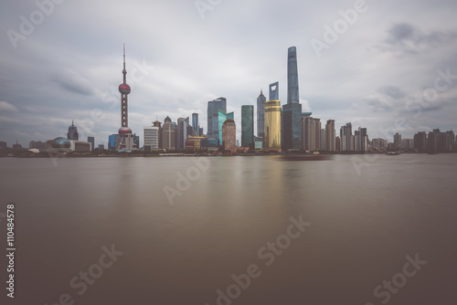Shanghai skyline view from Bund waterfront on Pudong New Area- the business quarter of the Shanghai. © fazon