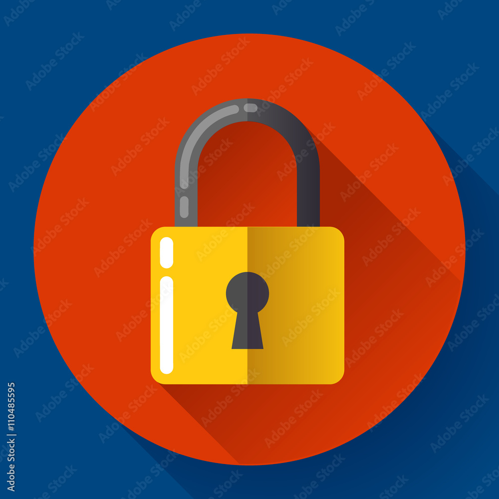 Vector lock icon with long shadow. Flat design style. Vector lock icon with long shadow. Flat design style.