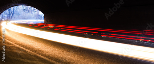 light trails in tunnel