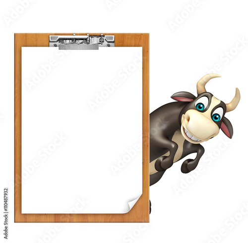 Bull cartoon character  with exam pad © visible3dscience