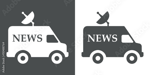 Icono plano furgoneta con antena con texto NEWS