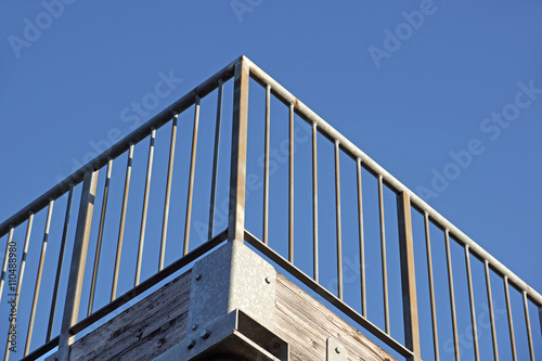 parapet railing with background blue sky photo