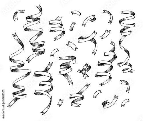 Hand-drawn vector illustration - Set of Confetti. Design element